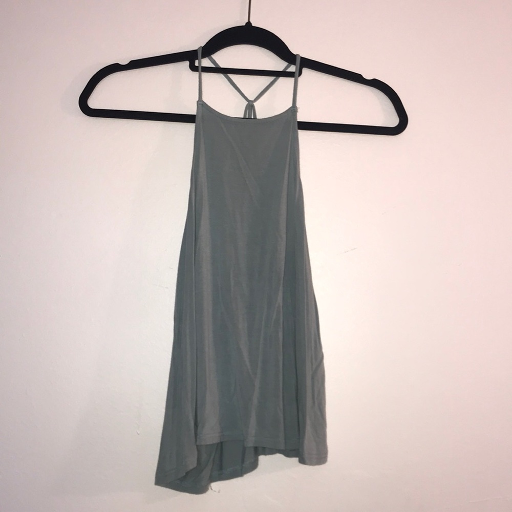 strappy greenish tank